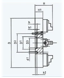 4-Jaw Heavy-Duty Chuck technical drawing