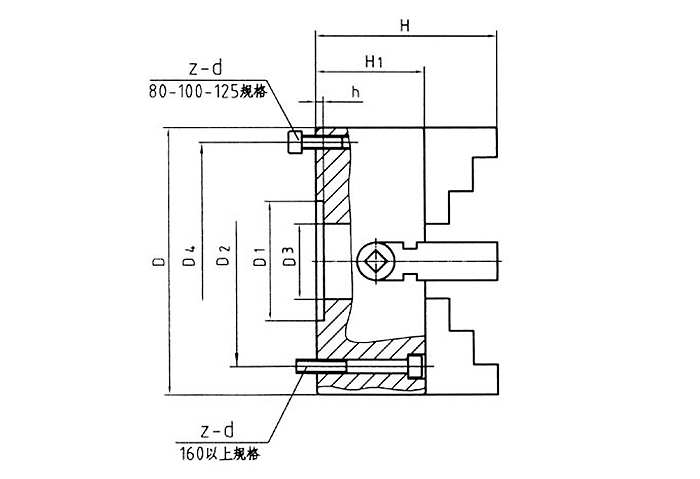 4-Jaw Independent Chuck technical drawing
