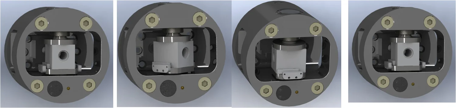 Indexing chuck rotating a workpiece through four angular positions