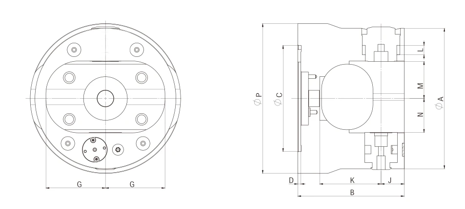 Plano dimensional del plato indexable AC