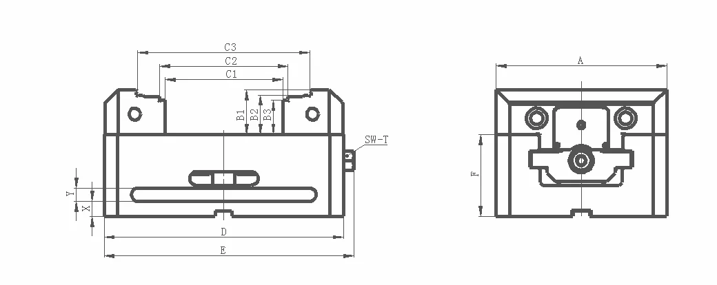 五轴精密虎钳外形尺寸图