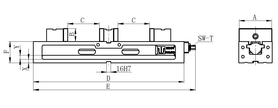 双工位精密虎钳外形尺寸图
