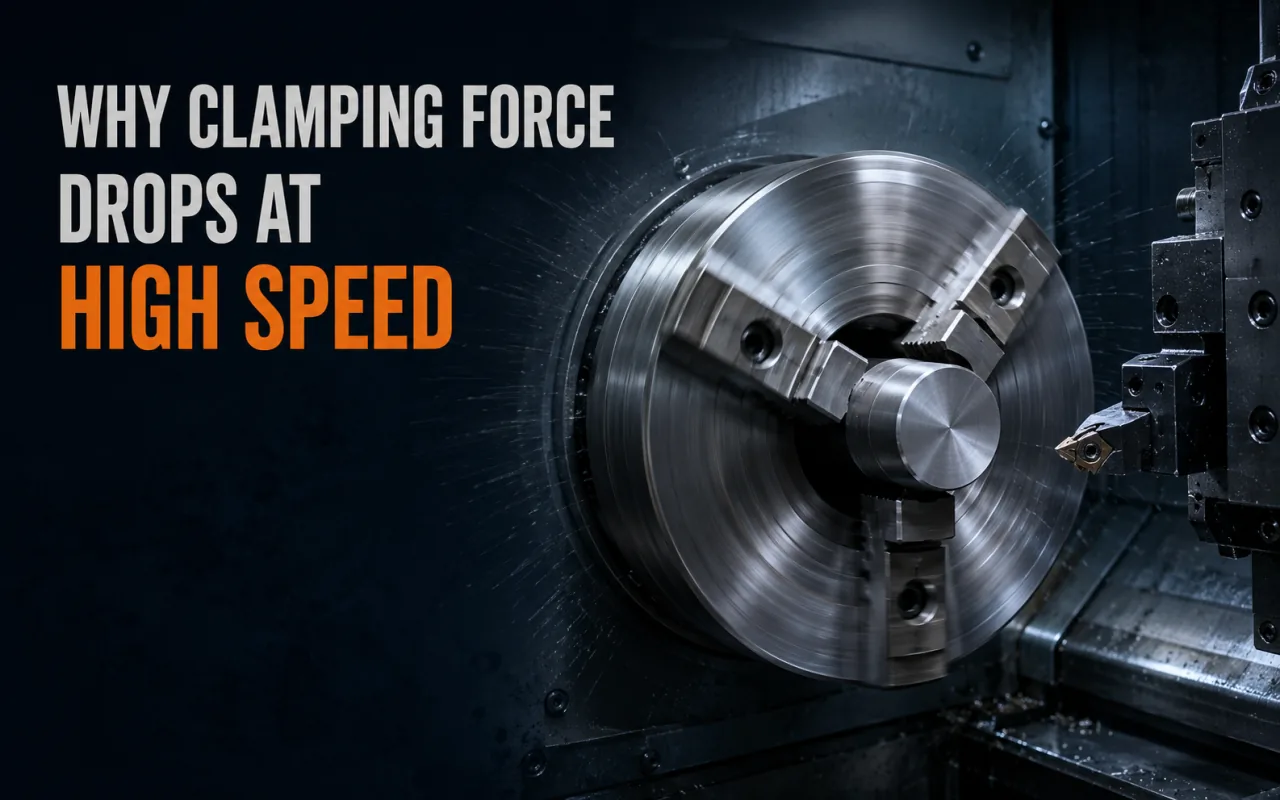 Power chuck clamping force drop at high spindle speed