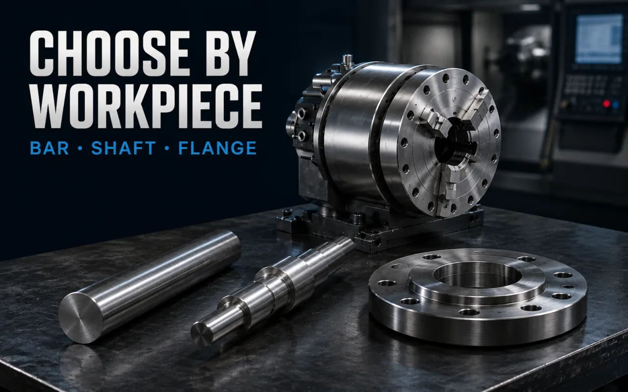Power chuck selection for bar, shaft and flange workpieces